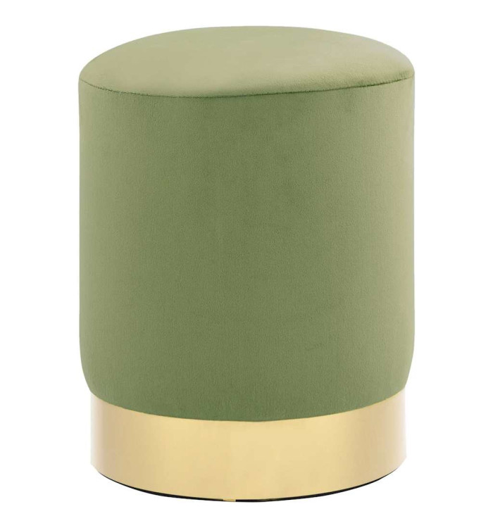 Tabouret Vert moutarde et doré Velours | Mobilier & Déco