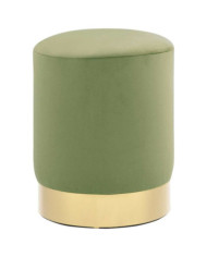 Tabouret Vert moutarde et doré Velours | Mobilier & Déco