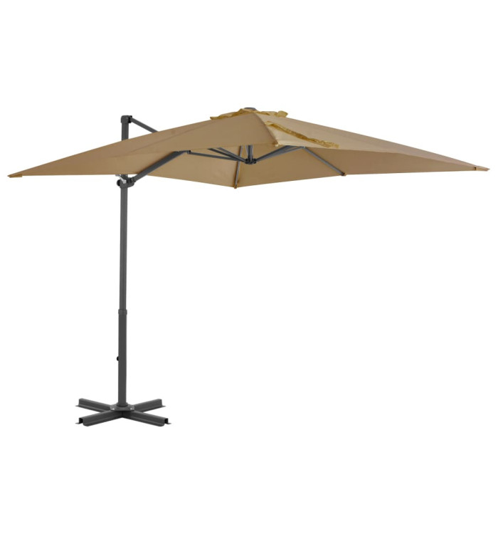 Parasol de jardin en porte-à-faux et poteau en aluminium taupe | Mobilier & Déco