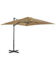 Parasol de jardin en porte-à-faux et poteau en aluminium taupe | Mobilier & Déco
