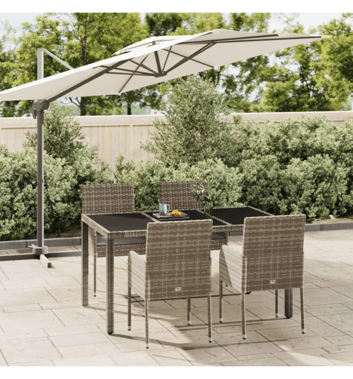 Ensemble à manger de jardin 5 pcs coussins gris résine tressée | Mobilier & Déco