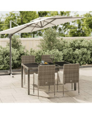 Ensemble à manger de jardin 5 pcs coussins gris résine tressée | Mobilier & Déco