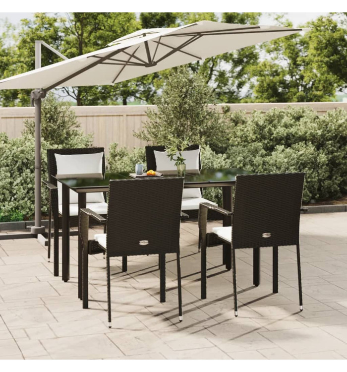 Ensemble à manger de jardin coussins 5pcs Noir Résine tressée | Mobilier & Déco