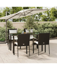 Ensemble à manger de jardin coussins 5pcs Noir Résine tressée | Mobilier & Déco