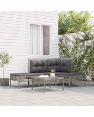 Salon de jardin 5 pcs avec coussins Gris Résine tressée | Mobilier & Déco