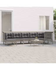 Salon de jardin 8 pcs avec coussins Gris Résine tressée | Mobilier & Déco