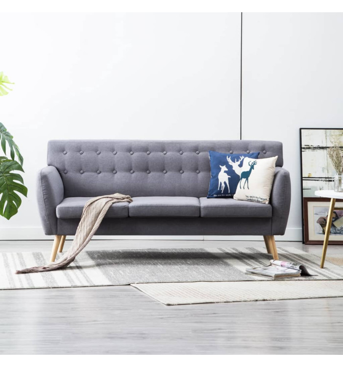 Canapé à 3 places revêtement en tissu 172x70x82 cm gris clair | Mobilier & Déco
