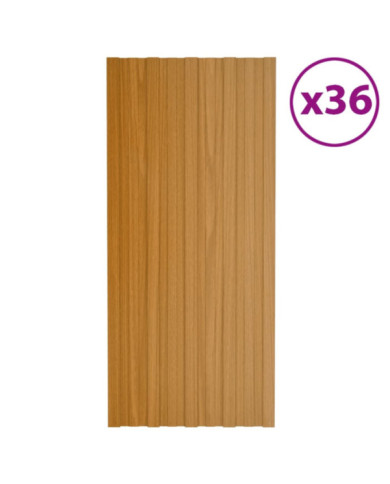 Panneaux de toiture 36 pcs acier galvanisé naturel 100x45 cm | Mobilier & Déco