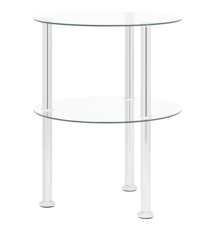 Table d'appoint 2 niveaux Transparent 38 cm Verre trempé | Mobilier & Déco