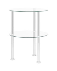 Table d'appoint 2 niveaux Transparent 38 cm Verre trempé | Mobilier & Déco