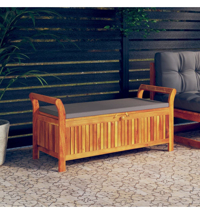 Banc de rangement de jardin avec coussin 126 cm Bois d'acacia | Mobilier & Déco
