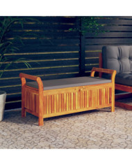 Banc de rangement de jardin avec coussin 126 cm Bois d'acacia | Mobilier & Déco