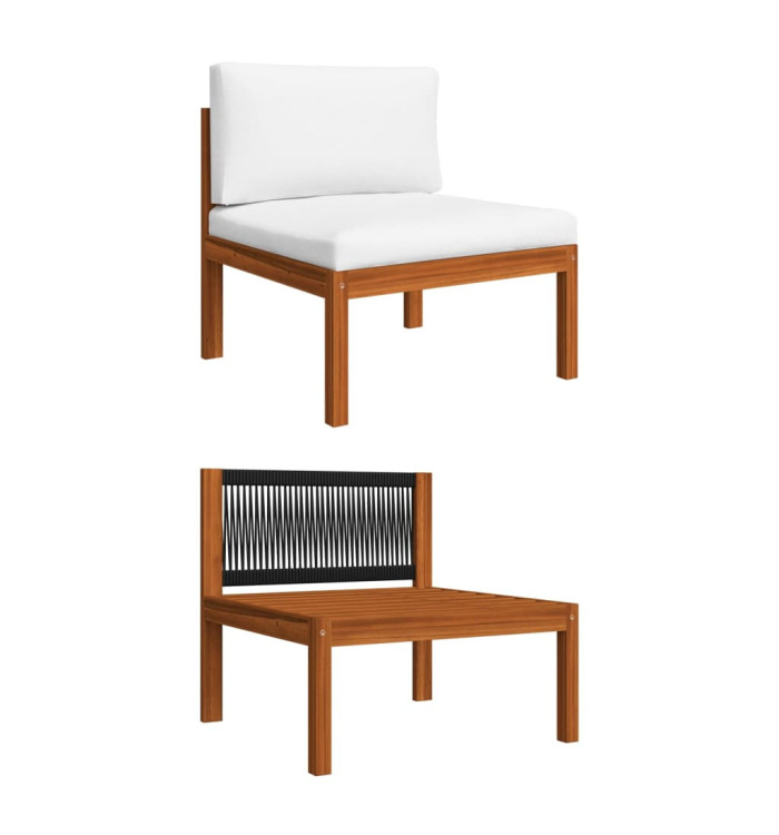 Canapé central de jardin avec coussins Bois d'acacia massif | Mobilier & Déco