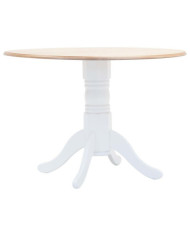 Table à manger Blanc et marron 106 cm Bois d'hévéa massif | Mobilier & Déco