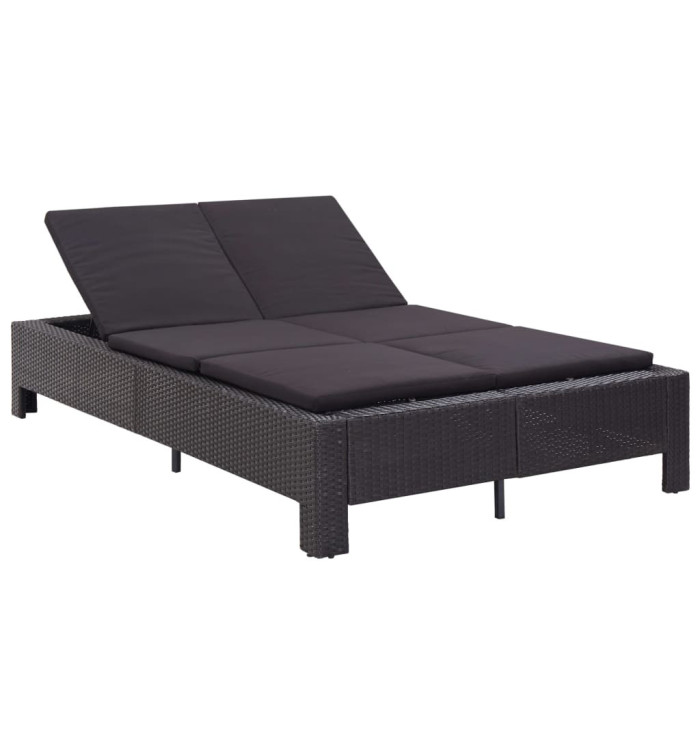 Transat à 2 places avec coussin Noir Résine tressée | Mobilier & Déco