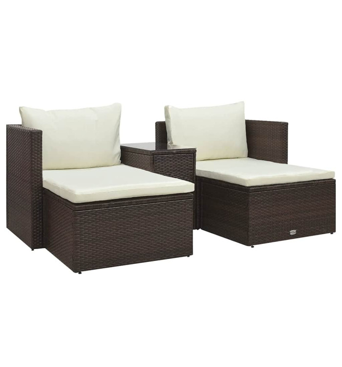 Salon de jardin 5 pcs avec coussins Résine tressée Marron | Mobilier & Déco