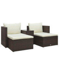 Salon de jardin 5 pcs avec coussins Résine tressée Marron | Mobilier & Déco
