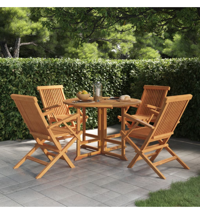 Ensemble à dîner d'extérieur pliable 5 pcs Bois solide de teck | Mobilier & Déco