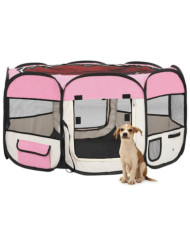 Parc pliable pour chien avec sac de transport Rose 125x125x61cm | Mobilier & Déco