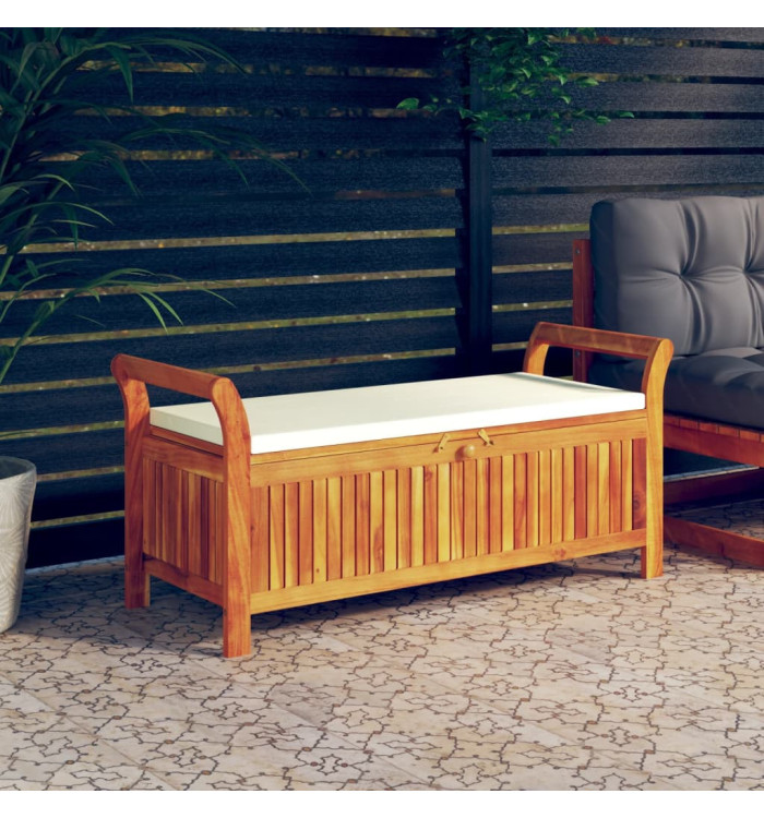 Banc de rangement de jardin avec coussin 126 cm Bois d'acacia | Mobilier & Déco