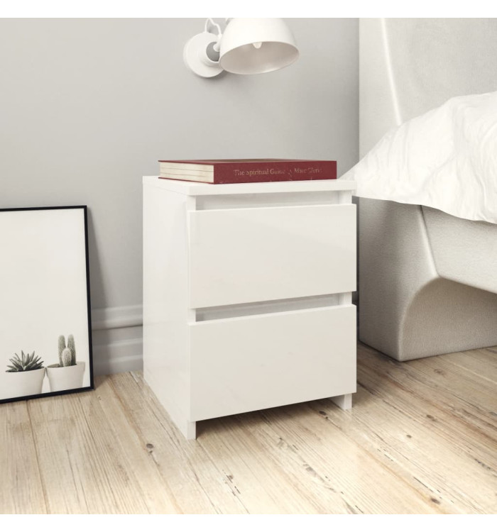 Table de chevet Blanc brillant 30x30x40 cm Bois d’ingénierie | Mobilier & Déco