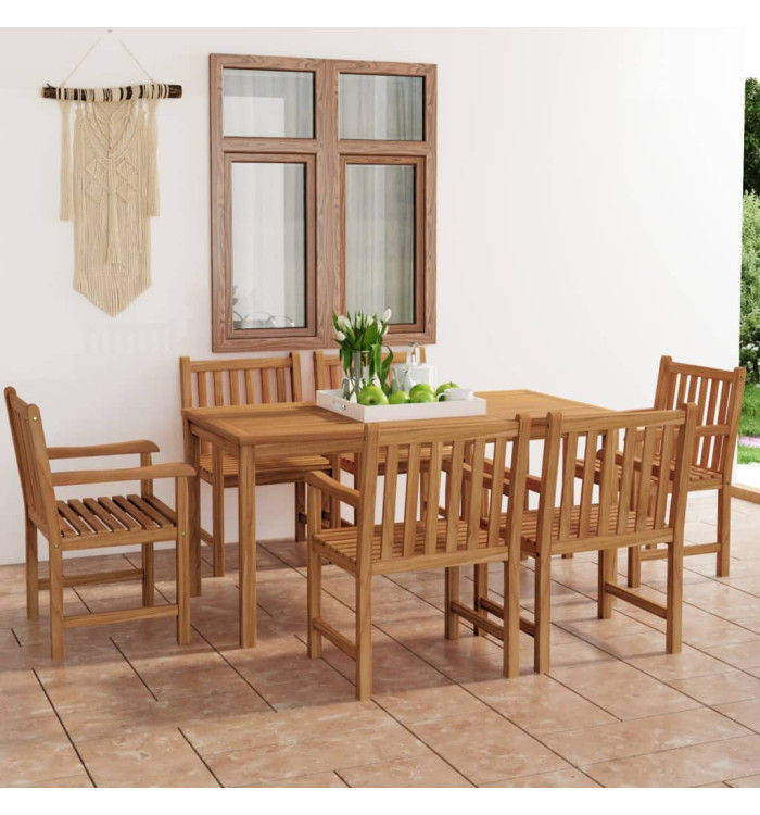 Ensemble à manger de jardin 7 pcs Bois de teck massif | Mobilier & Déco