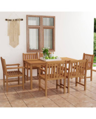 Ensemble à manger de jardin 7 pcs Bois de teck massif | Mobilier & Déco