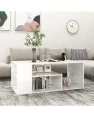Table basse blanc brillant 100x50x40 cm bois d'ingénierie | Mobilier & Déco