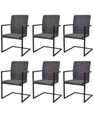 Chaises à manger cantilever lot de 6 gris similicuir | Mobilier & Déco
