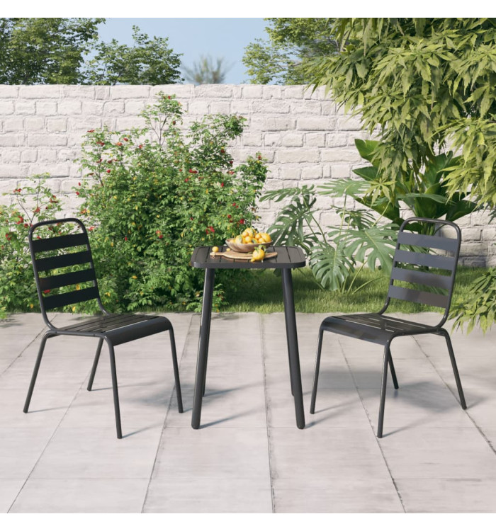 Ensemble à manger de jardin 3 pcs anthracite acier | Mobilier & Déco