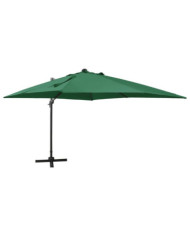 Parasol de jardin en porte-à-faux et mât et lumières LED vert | Mobilier & Déco