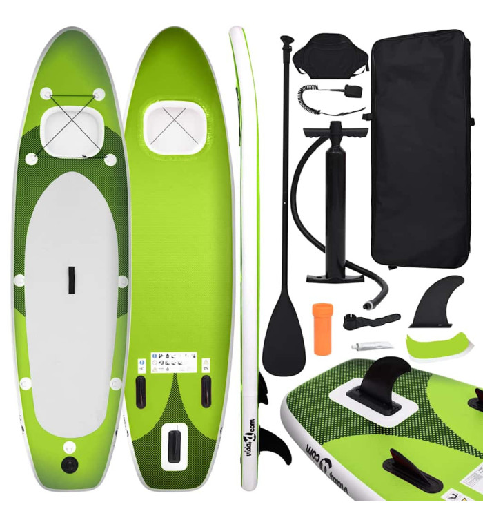 Ensemble de planche SUP gonflable vert 300x76x10 cm | Mobilier & Déco