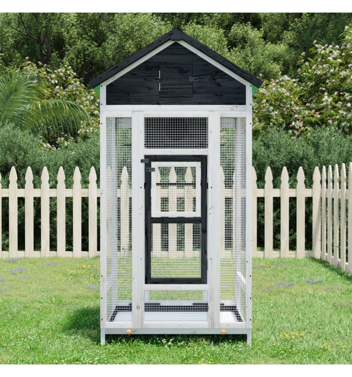 Maison à oiseaux gris 91,5x53x170 cm bois massif de pin | Mobilier & Déco