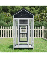 Maison à oiseaux gris 91,5x53x170 cm bois massif de pin | Mobilier & Déco