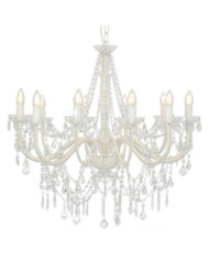 Lustre avec perles Blanc 12 ampoules E14 | Mobilier & Déco