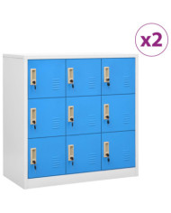 Armoires à casiers 2 pcs Gris clair et bleu 90x45x92,5 cm Acier | Mobilier & Déco