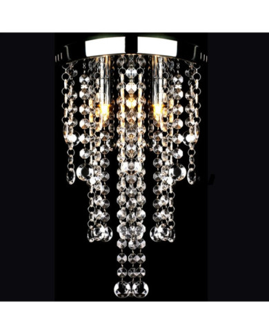 Plafonnier avec perles de cristal Blanc Métal | Mobilier & Déco