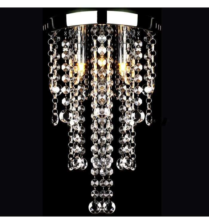 Plafonnier avec perles de cristal Blanc Métal | Mobilier & Déco