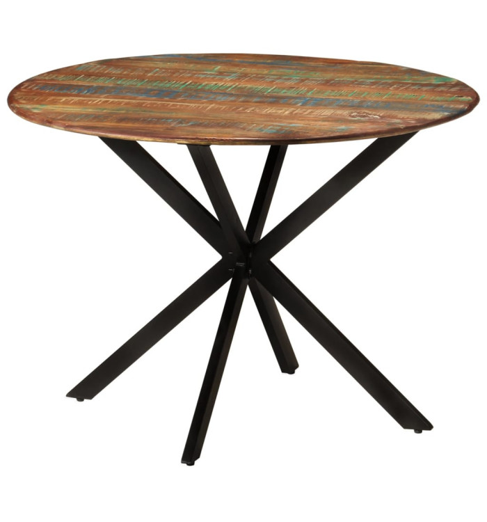 Table à dîner Ø110x78 cm Bois de récupération massif et acier | Mobilier & Déco