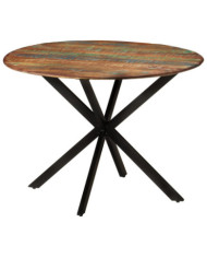 Table à dîner Ø110x78 cm Bois de récupération massif et acier | Mobilier & Déco