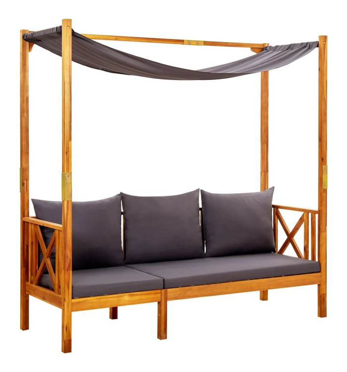 Banc de jardin avec auvent Bois d'acacia solide | Mobilier & Déco
