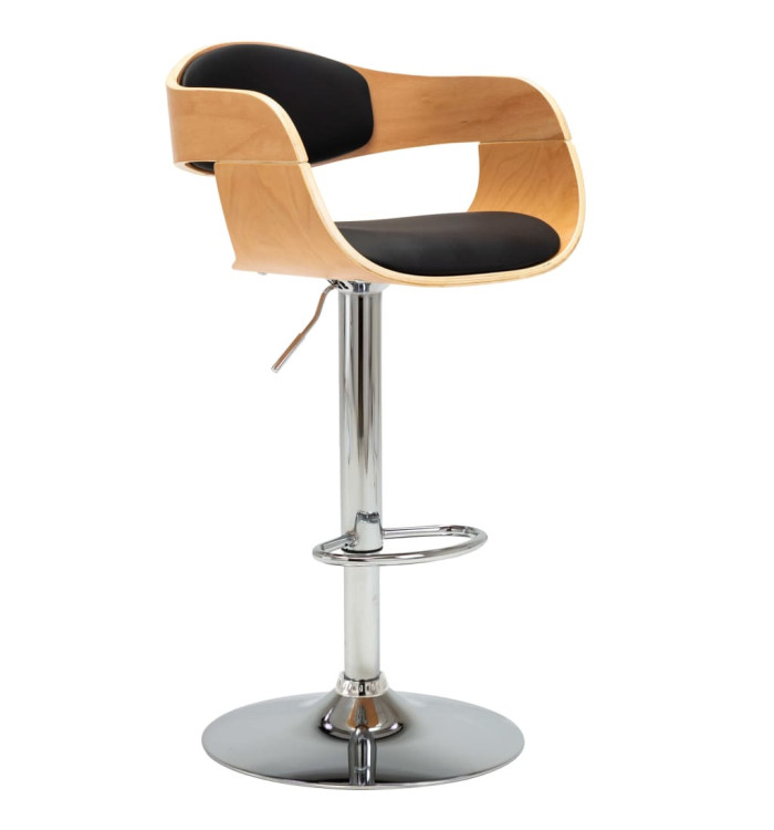 Tabouret de bar Noir Bois courbé et similicuir | Mobilier & Déco