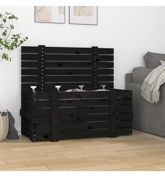 Boîte de rangement Noir 91x40,5x42 cm Bois massif de pin | Mobilier & Déco