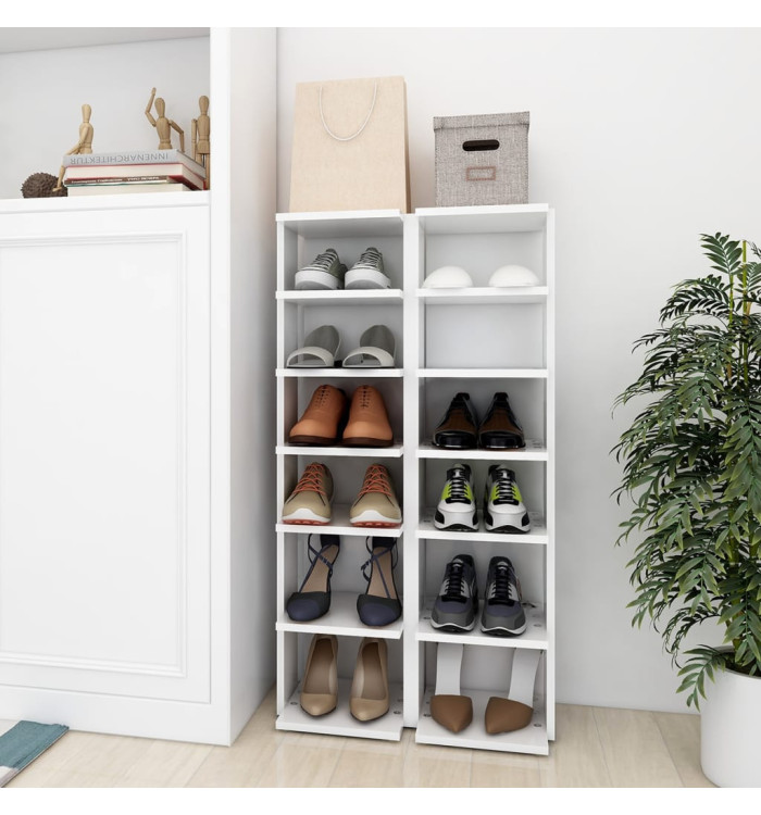 Armoires à chaussures 2 pcs Blanc 27,5x27x102cm bois ingénierie | Mobilier & Déco
