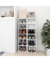 Armoires à chaussures 2 pcs Blanc 27,5x27x102cm bois ingénierie | Mobilier & Déco