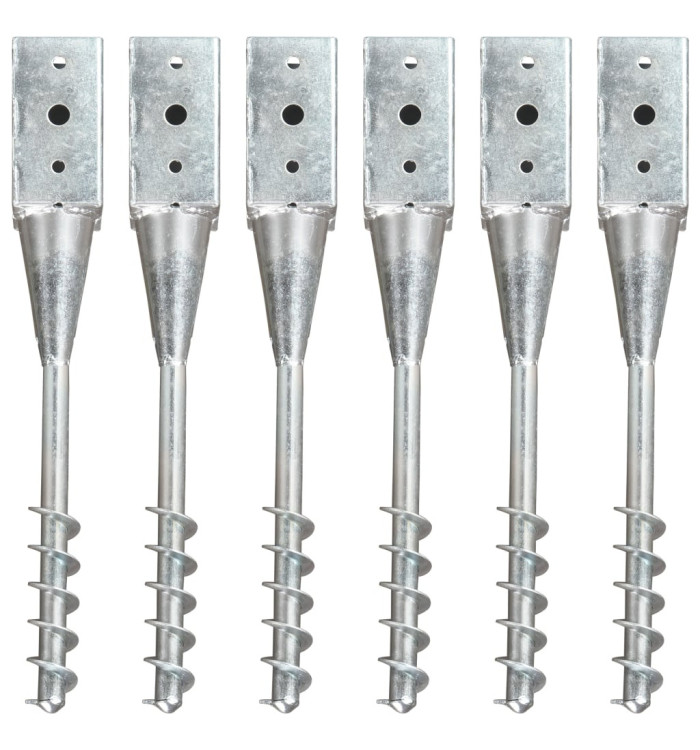 Piquets au sol 6 pcs Argenté 10x10x57 cm Acier galvanisé | Mobilier & Déco