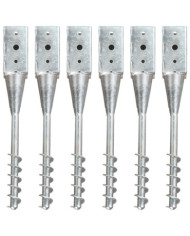 Piquets au sol 6 pcs Argenté 10x10x57 cm Acier galvanisé | Mobilier & Déco