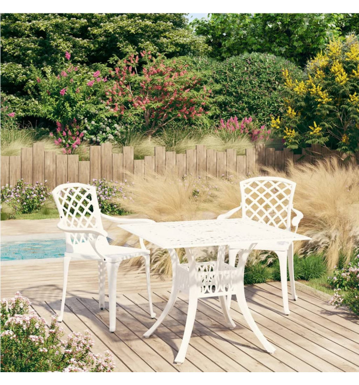 Ensemble de bistro 3 pcs Aluminium coulé Blanc | Mobilier & Déco