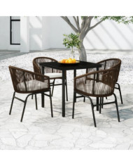 Ensemble à manger de jardin 5 pcs Marron | Mobilier & Déco