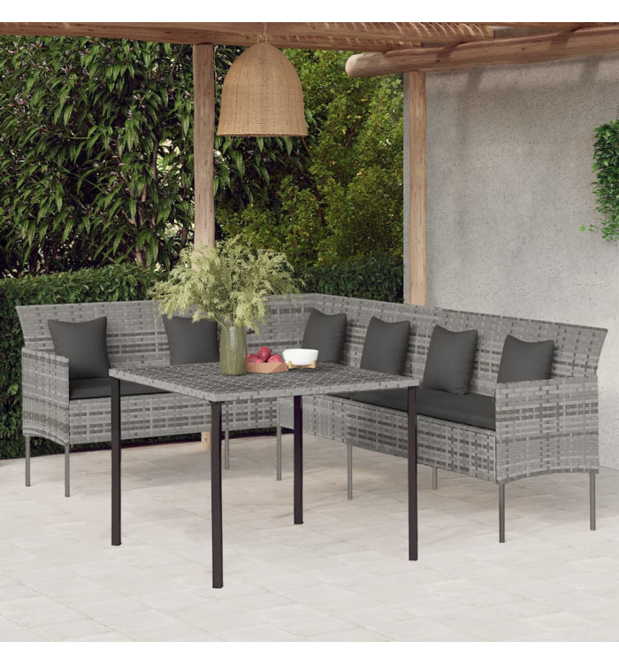 Ensemble à manger de jardin et coussins 2 pcs gris rotin | Mobilier & Déco